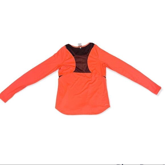 Nike Dri-Fit Long Sleeve Tangerine Orange Black Mesh Workout Shirt Sz S - Picture 6 of 8
